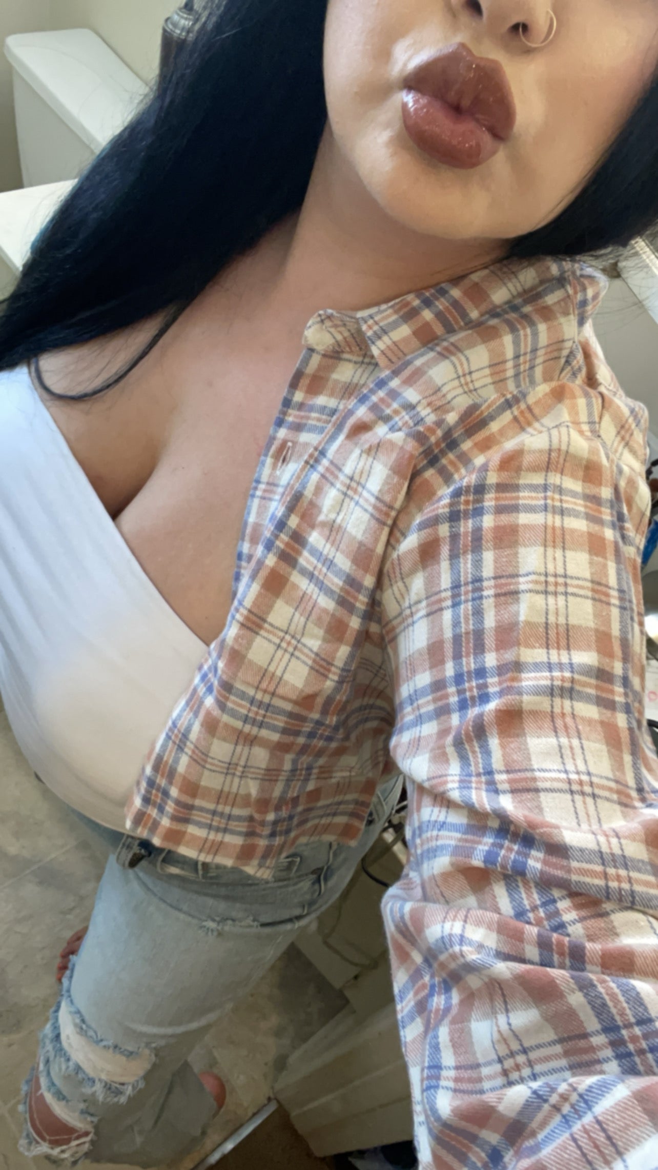 Cropped button down Flannel