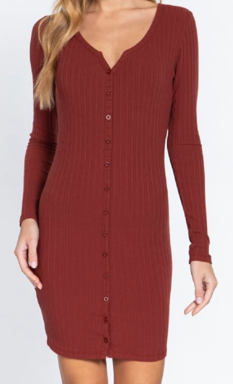 Rust Long Sleeve Dress