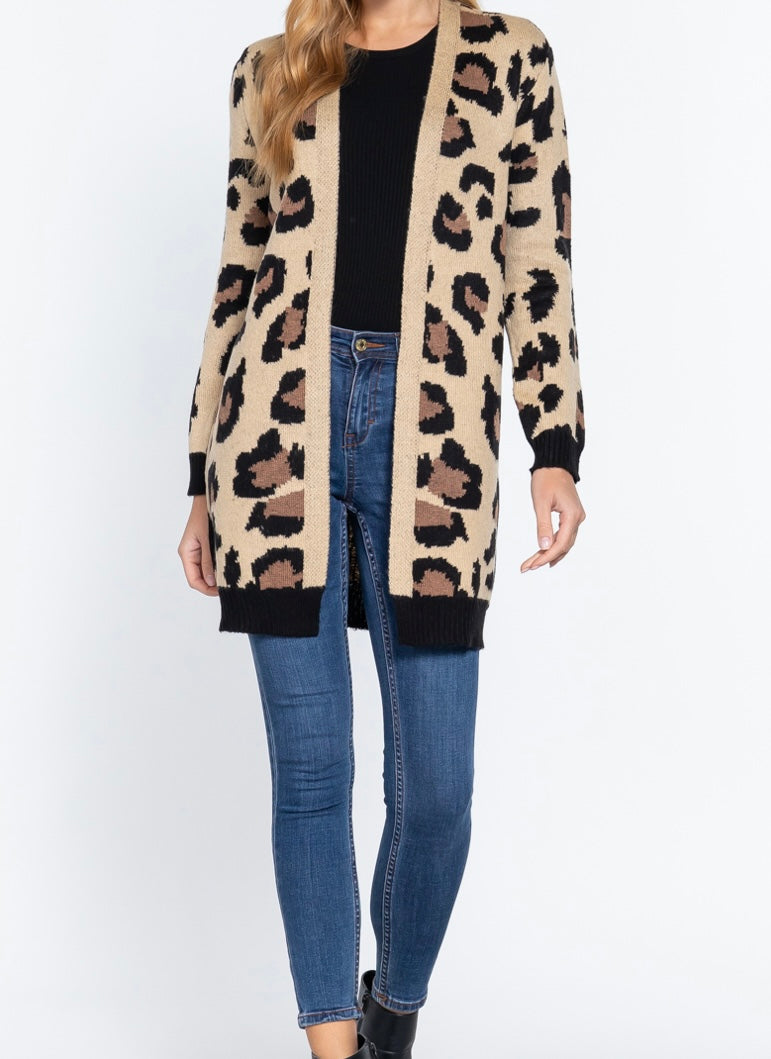 Khaki Leopard Cardigan