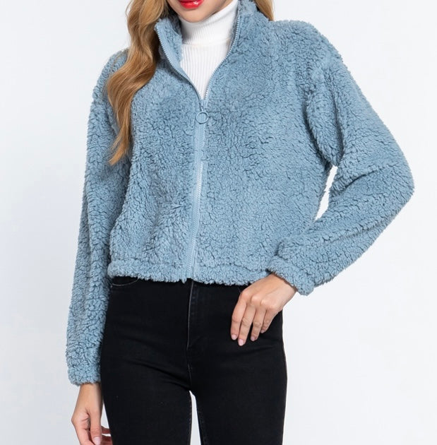 Faux Fur Light Blue Jacket