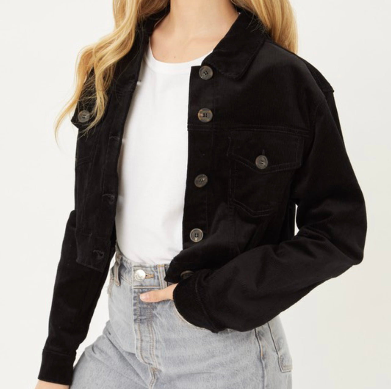 Black Corduroy Jacket (Cropped)