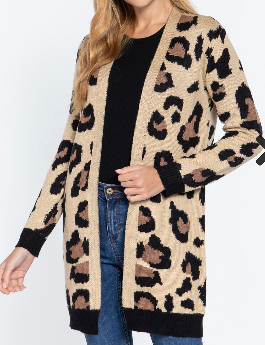 Khaki Leopard Cardigan