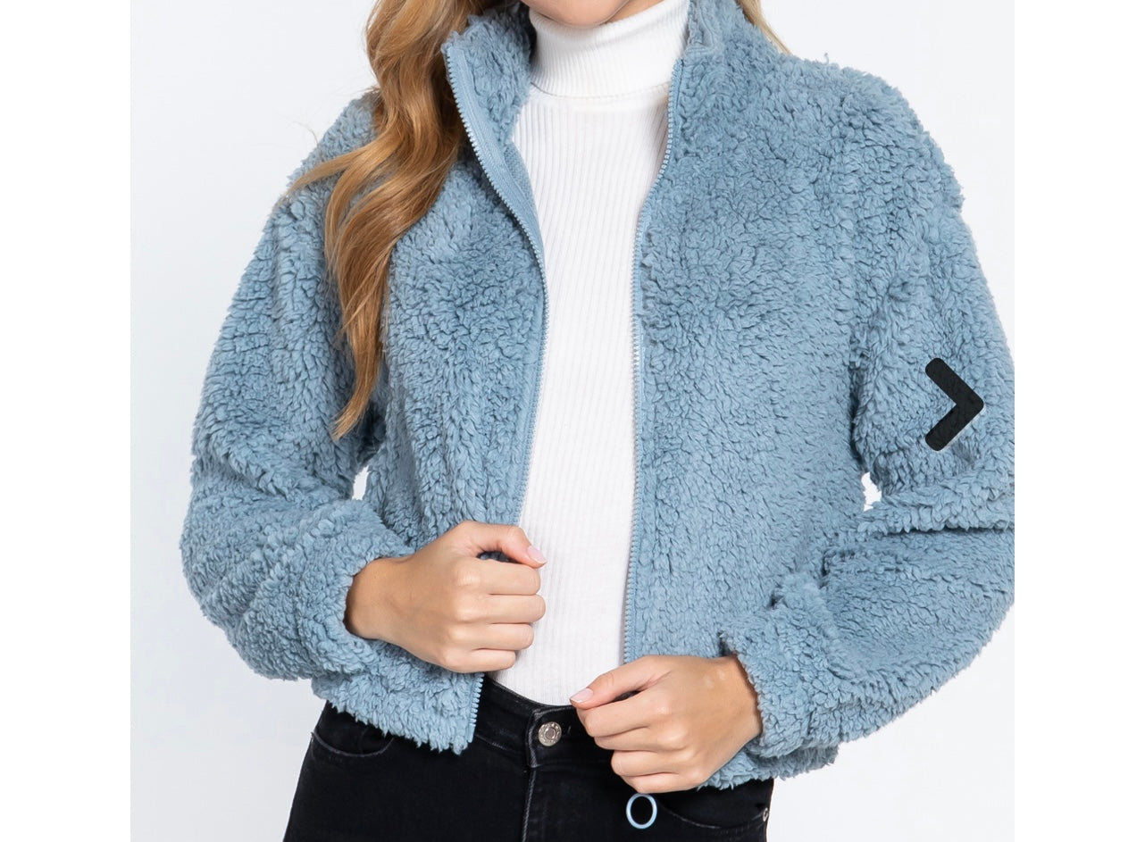 Faux Fur Light Blue Jacket